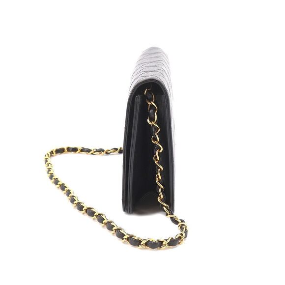 Chanel Metal Fittings Push Lock Chain Leather Black Gold Shoulder Bag - Picture 3 of 10